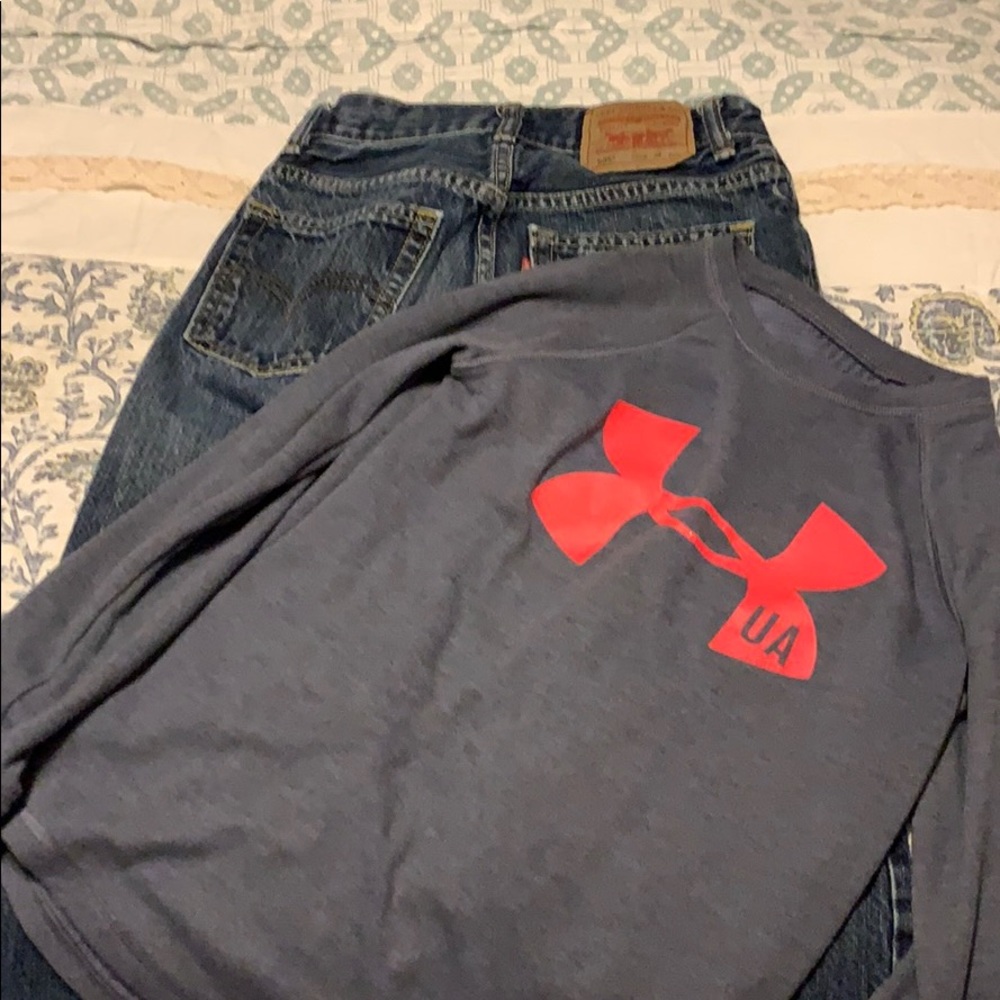 Boys Levi’s jeans and long sleeve Under armor